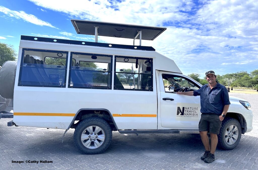 Marc Cronji our naturalist-guide and pop-top safari vehicle. Image: Cathy Hallam